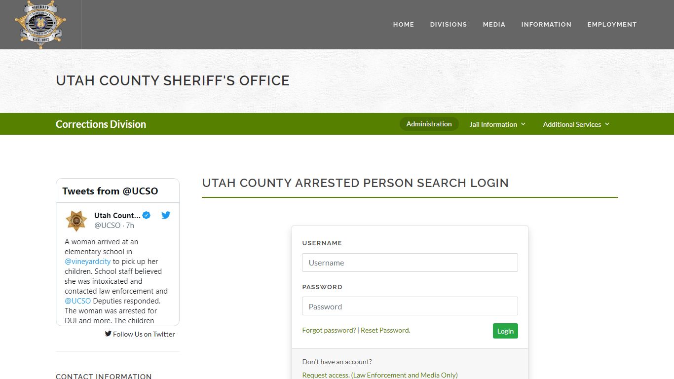 Utah County Sheriff's Office Inmate Search Login