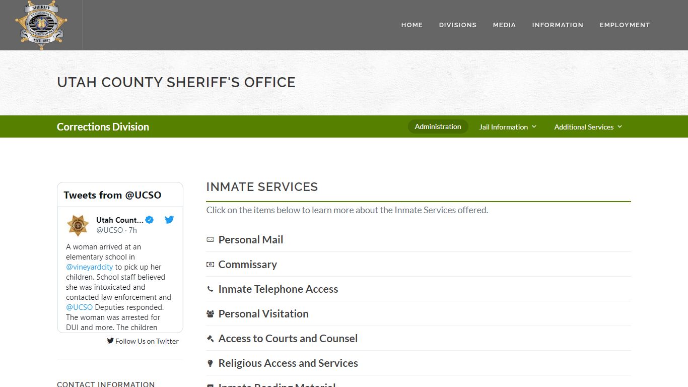 Utah County Sheriff's Office Inmate Services